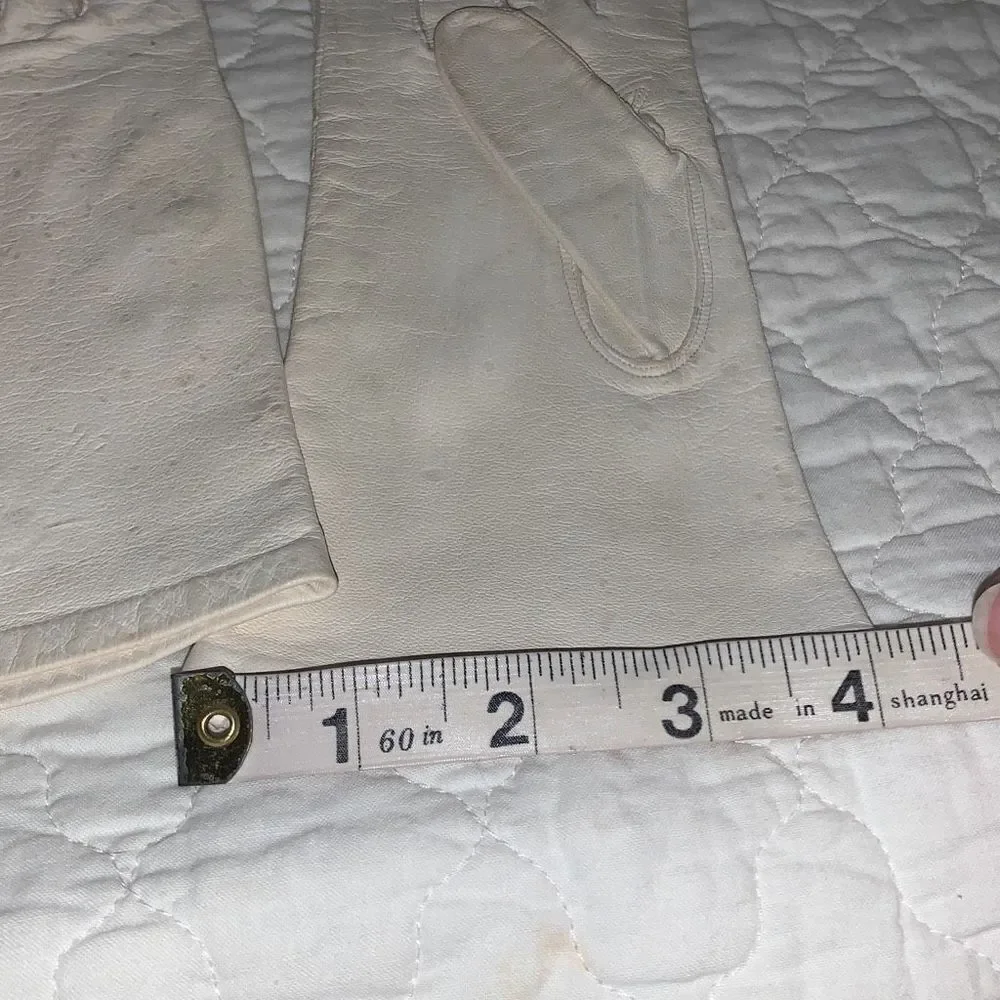 ‎Vintage White Kidskin Leather Gloves